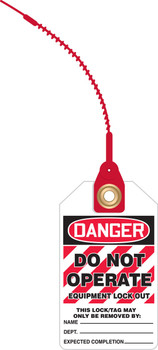 Loop 'n Lock OSHA Danger Safety Tag: Do Not Operate 5 ¾ x 3 ¼ with 8 strap - TAK641
