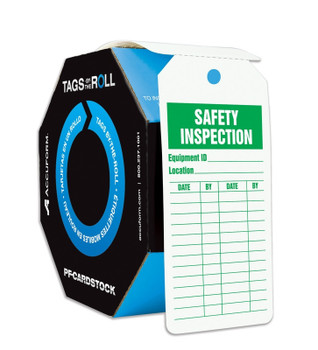Safety Tags: Tags By-The-Roll- Safety Inspection English PF-Cardstock 250/Roll - TAR734