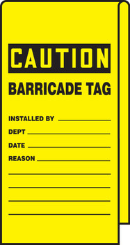 Wrap N' Stick Caution Tag: Barricade Tag 12" x 3 1/8" - TAT113