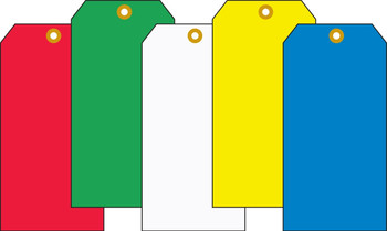 Safety Tags: Standard Color Blank Tags Red Hole with 12" Galvanized Wire 6 1/4" x 3 1/8" 100/Pack - TBB318RDP