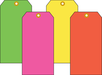Fluorescent Blank Cardstocks Tags Fluorescent Green Hole with 12" Cotton String 5 1/4" x 2 5/8" 100/Pack - TBB627FGP