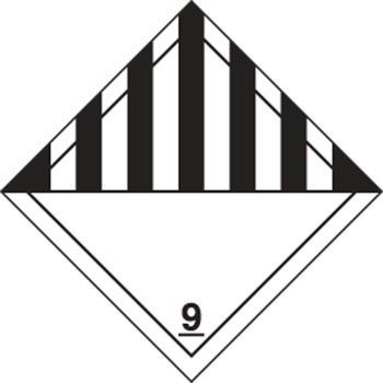 TDG Shipping Labels: Hazard Class 9: Miscellaneous Dangerous Goods 100mm x 100mm (4" x 4") Adhesive Poly 250/Roll - TCL940EV2