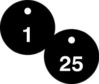 Accu-Ply Safety Tags Numbered Engraved Tags Black/White Series: 1-25 Shape: Circle - 2 1/2" 25/Pack - TDY460WT