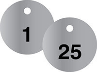 Perma-Black Stainless Steel Numbered Tags Series: 51-75 1 1/2" 25/Pack - TES207
