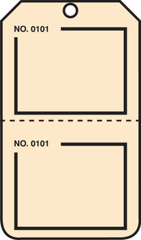 Safety Tag: Blank Numbered - Perforated Beige RP-Plastic 25/Pack - TPP222PTP