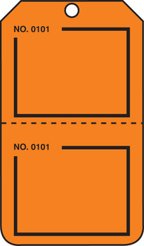 Safety Tag: Blank Numbered - Perforated Orange RP-Plastic 5/Pack - TPP225PTM