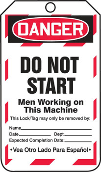 FULL-SIDE BILINGUAL SPANISH SAFETY TAGS Bilingual - Spanish/English PF-Cardstock 25/Pack - TSP181CTP