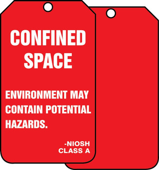 Confined Space Status Safety Tag: Confined Space- Environment May Contain Potential Hazards PF-Cardstock 5/Pack - TSS820CTM