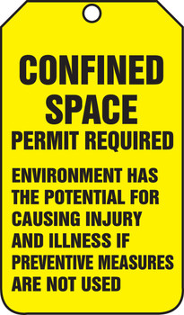 Confined Space Status Tag: Confined Space Permit Required PF-Cardstock 5/Pack - TSS822CTM
