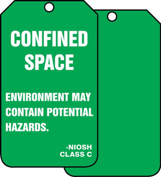 Confined Space Status Safety Tag: Confined Space- Environment May Contain Potential Hazards RP-Plastic 5/Pack - TSS824PTM