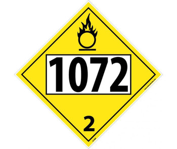 Placard - Oxygen - Four Digit 1072 - 10.75X10.75 - PS Vinyl - DL70BP