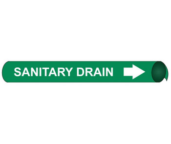 Pipemarker Strap-On - Sanitary Drain W/G - Fits 6"-8" Pipe - F4093