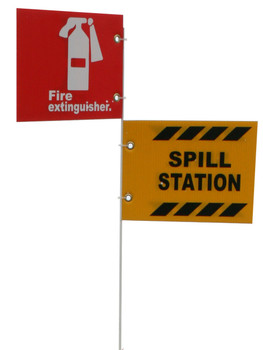 Jsc 5' Pole Only W/ 10" X 7" Alum. Fire Extinguisher And Spill Kit Signs - JSCP-FESK