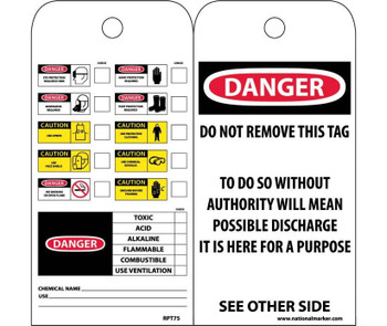 Tags - Chemical Id - 6X3 - Unrip Vinyl - Pack of 25 - RPT75