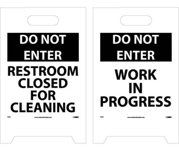 Floor Sign - Dbl Side - Do Not Enter Restroom Closed For Cleaning Do Not Enter Work In Progress - 19X12 - FS22