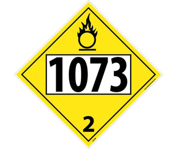 Placard - Refrigerated Liquid Oxygen - Four Digit 1073 3 - 10.75X10.75 - PS Vinyl - DL97BP