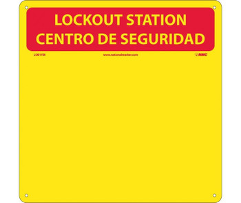 Lockout Center - Bilingual - Red/Yellow - Backboard With Hooks - 14X14 - LOBYBI