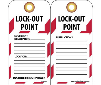 Tags - Lockout - Lockout Point - 6X3 - Unrip Vinyl Grommet Pack Of 10 - LOTAG21