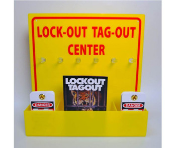 Lock-Out Tag-Out Center With 1 Pack Of Lotag 1 And 1 Handbook - 16 X 16 - Yellow Acrylic - Includes Locks And Hasps - LOTO3