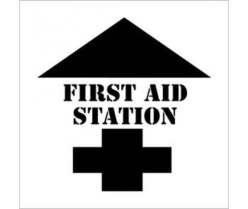 Stencil - First Aid Station W/Arrow - 24X24 - PMS206