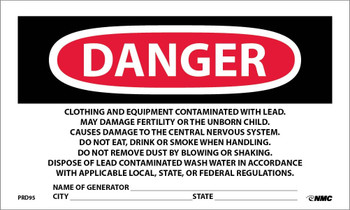Labels - Contains Lead Contaminates  - 3X5 - PS Paper - 500/Rl - PRD95