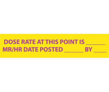 Radiation - Dose Rate At This Point Is _____ Mr/Hr Dates Posted _____ By ____ - 1 3/4X8 - Lexan - RI15