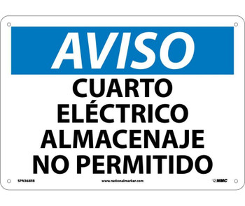 Aviso - Cuarto Electrico Almacenaje No Permitido - 10X14 - Rigid Plastic - SPN368RB