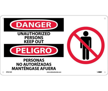 Danger: Unauthorized Persons Keep Out (Bilingual W/Graphic) - 10X18 - Rigid Plastic - SPSA136R