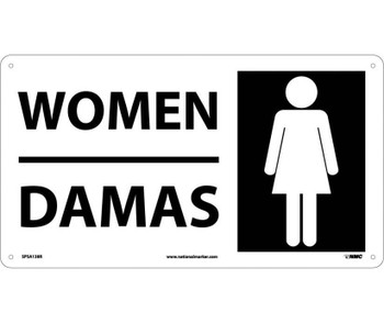 Women (Bilingual W/Graphic) - 10X18 - Rigid Plastic - SPSA138R