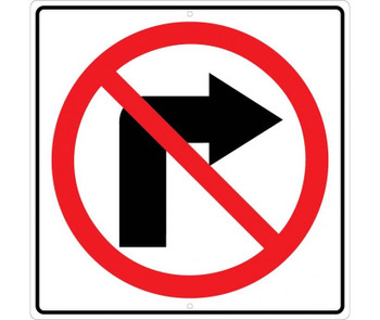 Graphic - No Right Turn Arrow Symbol - 24X24 - .080 Hip Ref Alum - TM203K