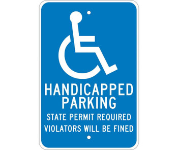 Handicapped Parking State Permit Required.. - 18X12 - .080 Egp Ref Alum - TM90J