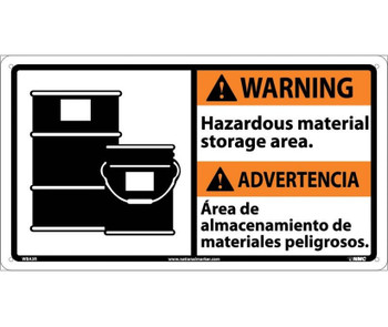 Warning: Hazardous Material (Bilingual W/Graphic) - 10X18 - Rigid Plastic - WBA3R