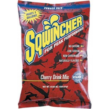 Sqwincher Regular Powder Packs, 47.66 oz Packs, 5 gal Yield, Cherry, 16/Case - 016401