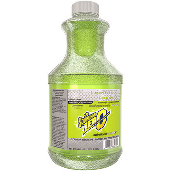 Sqwincher Zero Liquid Concentrate, 64 oz Bottle, 5 gal Yield, Lemon/Lime, 6/Case, Sugar Free - 050104