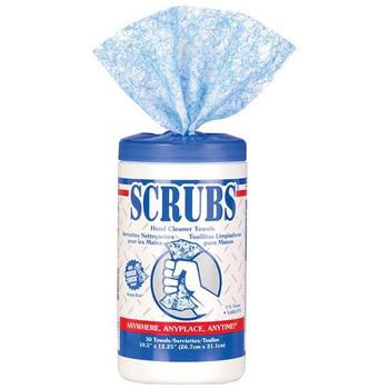 Scrubs Hand Cleaner Towels, Blue, 6 Containers/30 ea - 42230