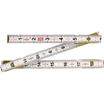Lufkin Scale Wood Rule Red End, 5/8" x 6' Plumbers Rule, Graduated One Side, Inches to 1/16ths, Other Side in Red, 45° Scale Inches to 1/16ths, 1/Each - 626LCT