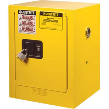 Justrite Sure-Grip EX Compac Cabinet, 12 gal, 35"H x 23 1/4"W x 18"D, FM Approved, Yellow, 1/Each - 891200