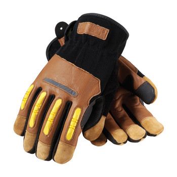 PIP Maximum Safety Reinforced Goatskin Leather Palm Glove with Leather Back, Kevlar Lining and TPR Molded Knuckle Guards - 120-4100