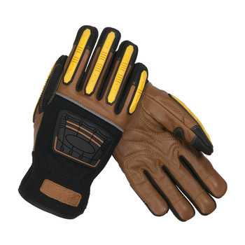 PIP Maximum Safety Reinforced Goatskin Leather Palm Glove with Leather Back, Kevlar Lining and TPR Molded Knuckle and Dorsal Guards - 120-4150