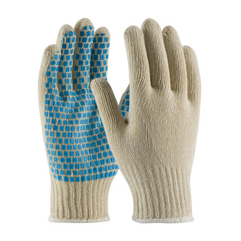 PIP Seamless Knit Cotton / Polyester Glove with PVC Brick Pattern Grip - 7 Gauge - 37-C110B