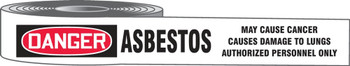 OSHA Danger Plastic Barricade Tape: Asbestos - May Cause Cancer - Causes Damage To Lungs - Authorized Personnel Only 3" x 1000-ft 1/Roll - MPT06