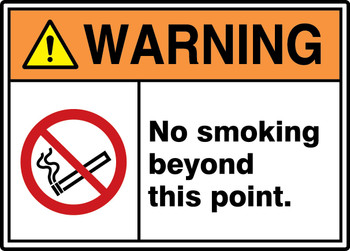 ANSI ISO Warning Safety Signs: No Smoking Beyond This Point. 7" x 10" Plastic 1/Each - MRMK310VP