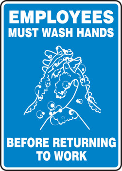 Safety Sign: Employees Must Wash Hands Before Returning To Work 14" x 10" Adhesive Dura-Vinyl 1/Each - MRST540XV