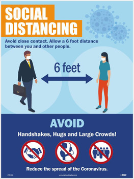 Social Distancing Poster - 24 X 18 Polytag - PST150