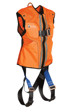 FallTech Hi-Vis Orange Construction-grade Vest with 1D Standard Non-belted Harness - Medium - 7015SMO