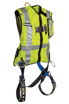 FallTech Hi-Vis Lime Class 2 Vest with 3D Standard Non-belted Harness - Large/XL - 7018LXL