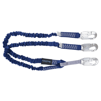 FallTech 4½' to 6' ElasTech Energy Absorbing Lanyard Double-leg with Aluminum Snap Hooks - 8240YA