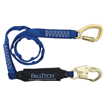 FallTech 6' WrapTech Energy Absorbing Lanyard Single-leg with Steel 5k Tie-back Carabiner - 8241