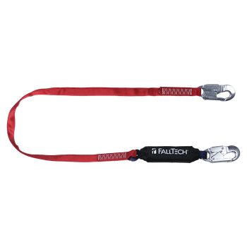 FallTech 6' Ironman 12' free fall Energy Absorbing Lanyard Single-leg with Aluminum Snap Hooks - 8247BA