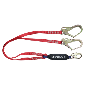 FallTech 6' Ironman 12' free fall Energy Absorbing Lanyard Double-leg with Steel Connectors - 8247BY3